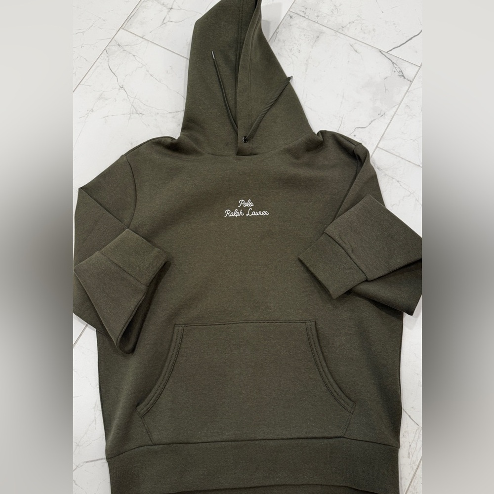 Polo Ralph Lauren Men Logo Double-Knit Brown Hoodie. Size Medium